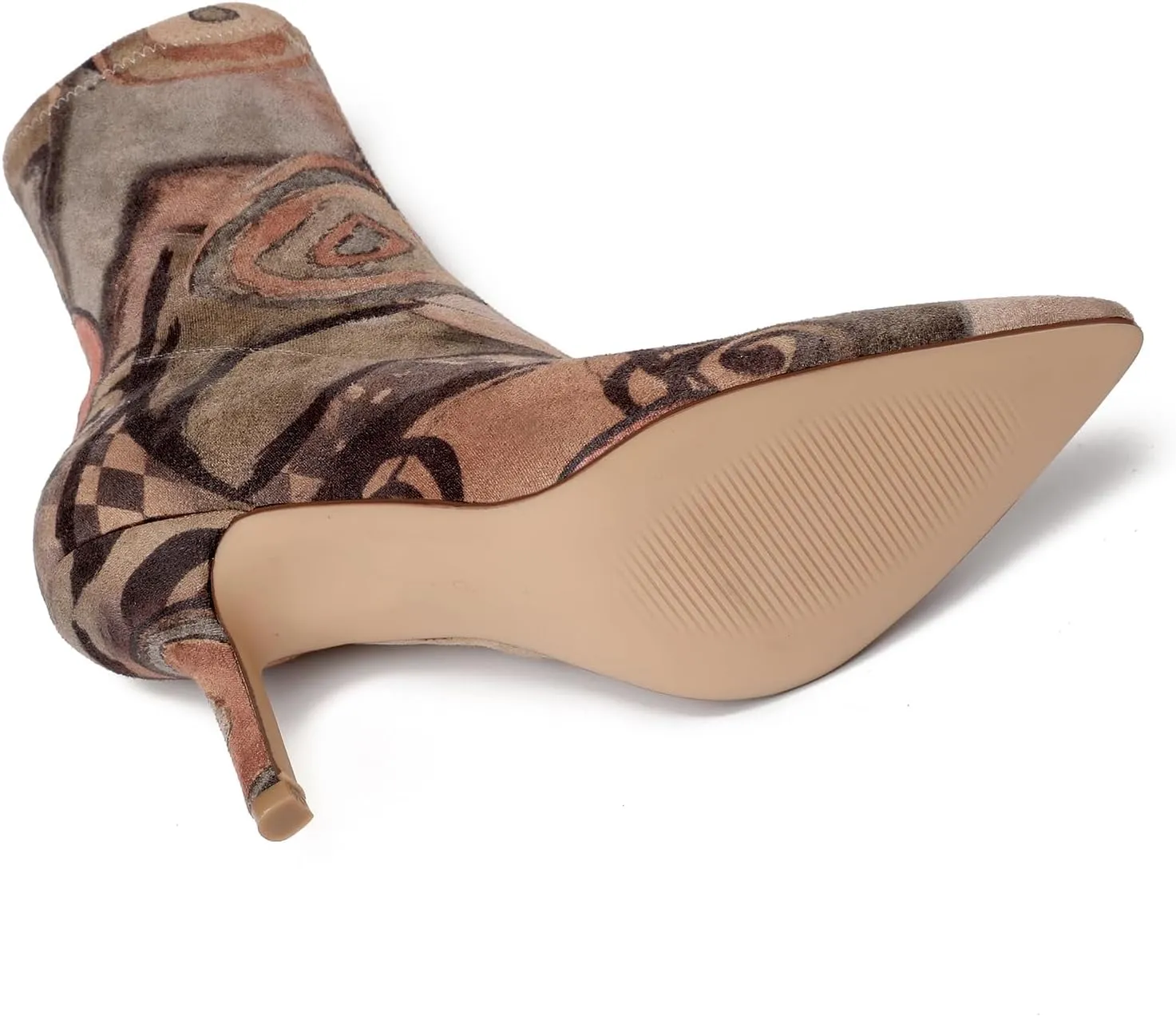 vivianly Stretch Pointed Toe Sock Booties Mid-Calf Ankle Boot Stiletto Heel Boots for Women