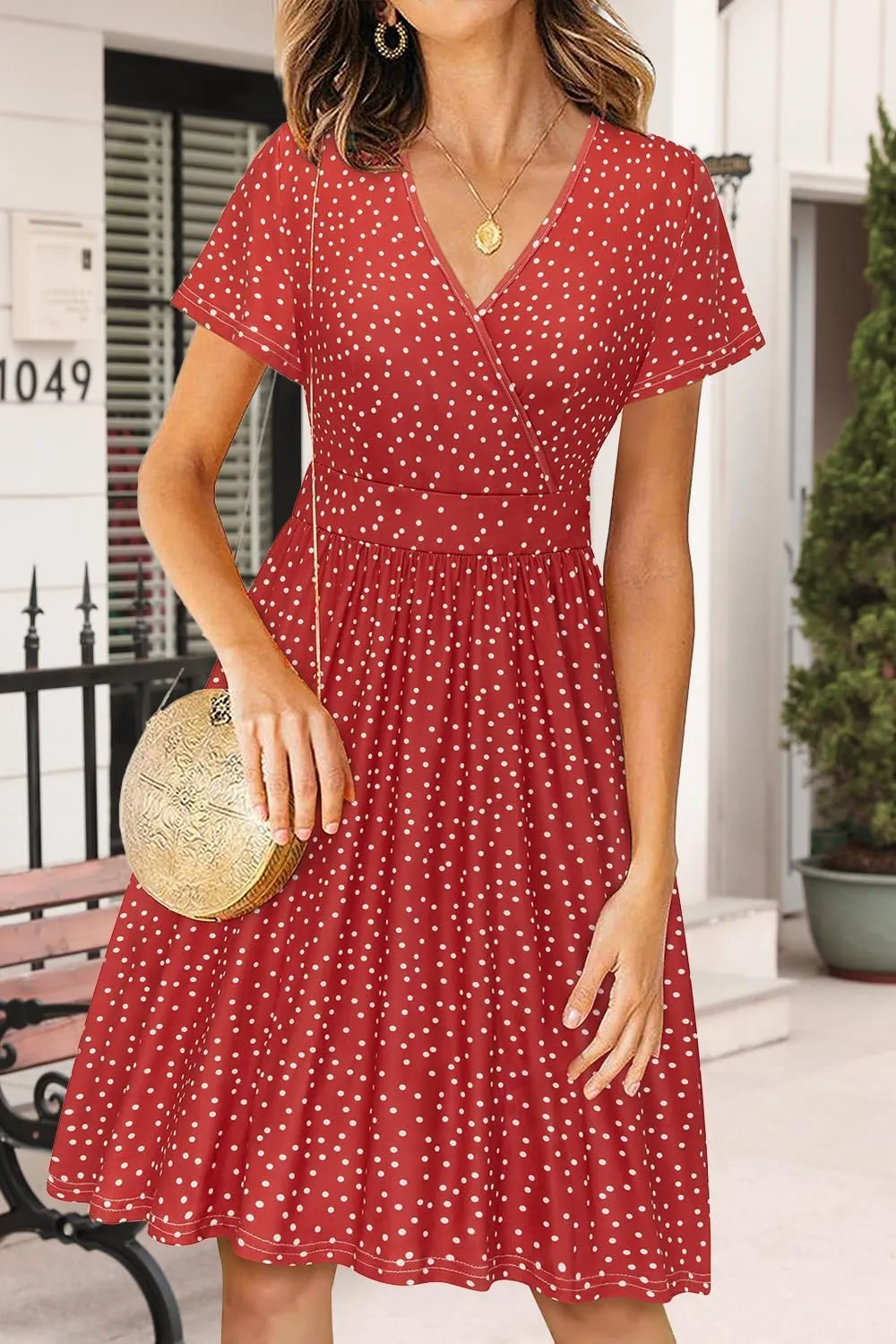 VOTEPRETTY Women's Short Sleeve V Neck Wrap Dress Summer Casual Floral Sundress with Pockets