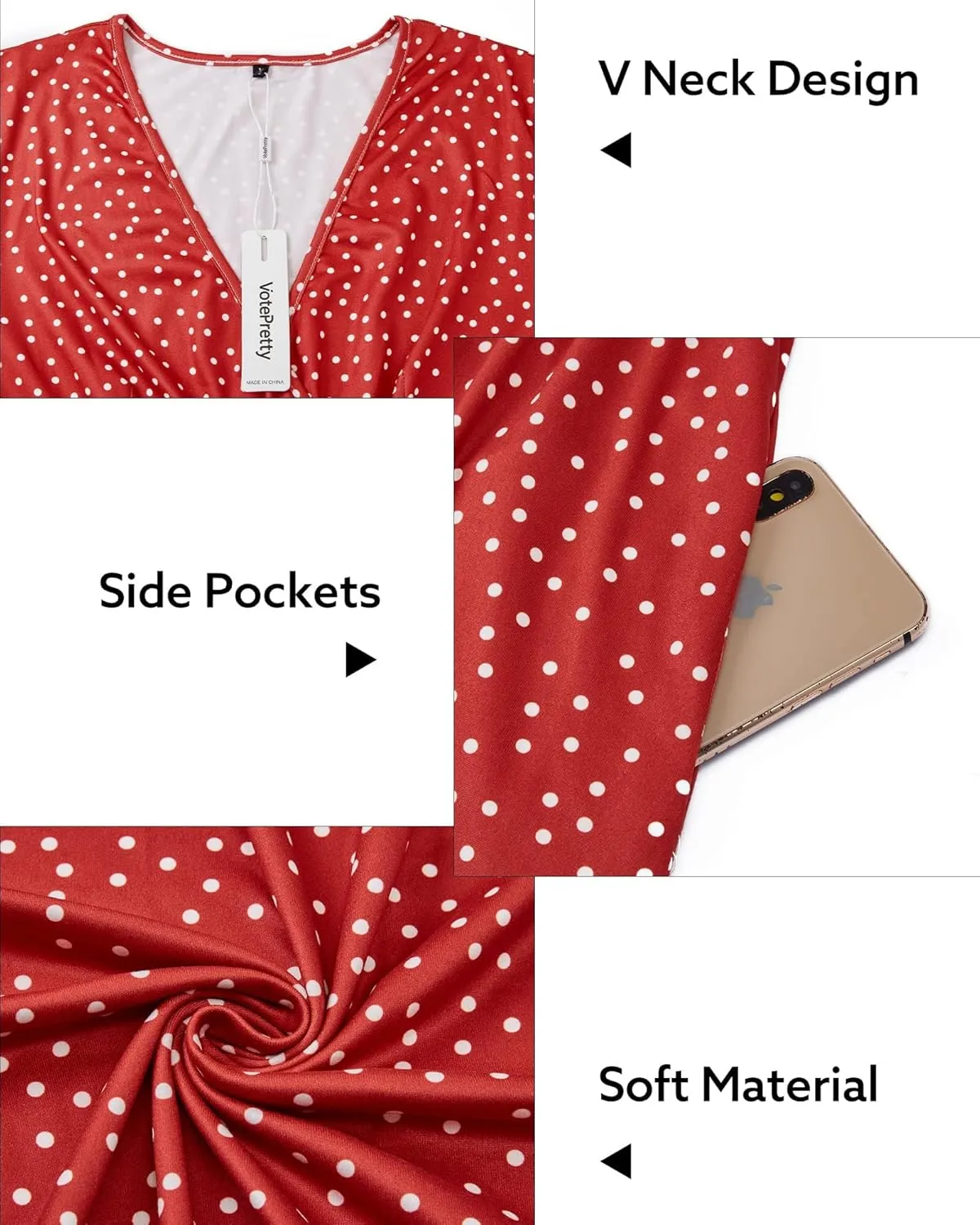 VOTEPRETTY Women's Short Sleeve V Neck Wrap Dress Summer Casual Floral Sundress with Pockets
