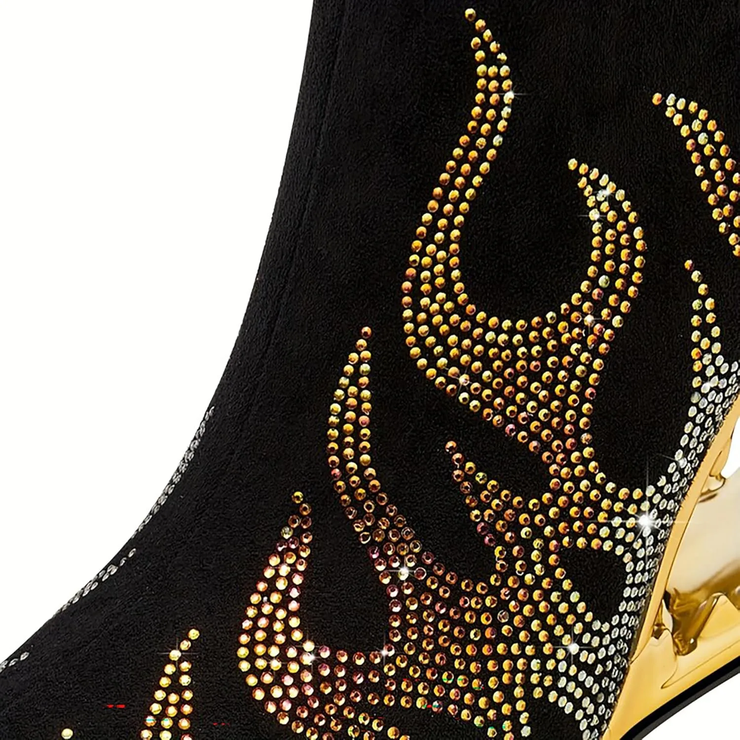 Wanliluxy Shark Teeth Ankle Boots Morso Boots Animal Pattern Boots Rhinestone Ankle Boots