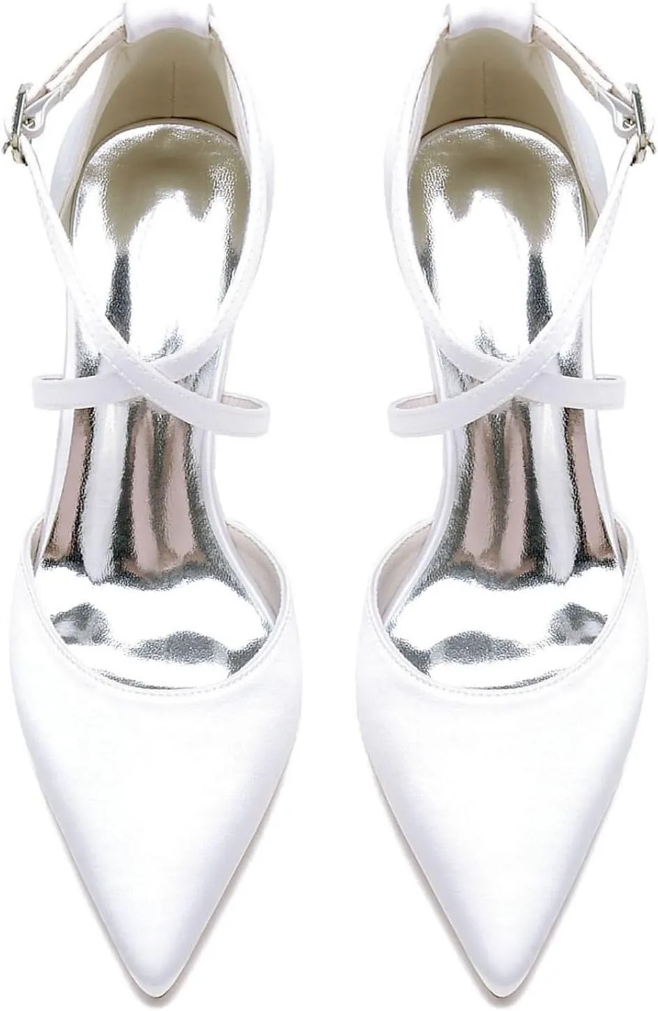 Wedding Bridal Shoes Women's Bridal Block Heel Satin Closed Pointed Toe Chunky Low Heel Pump Sandal Party Dress Shoes 4.5Cm