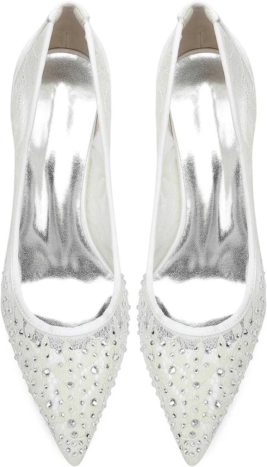 Wedding Bridal Shoes Womens High Heels Back Sexy Stiletto Wedding Pointed Toe Dress Pumps Shoes 8.5Cm