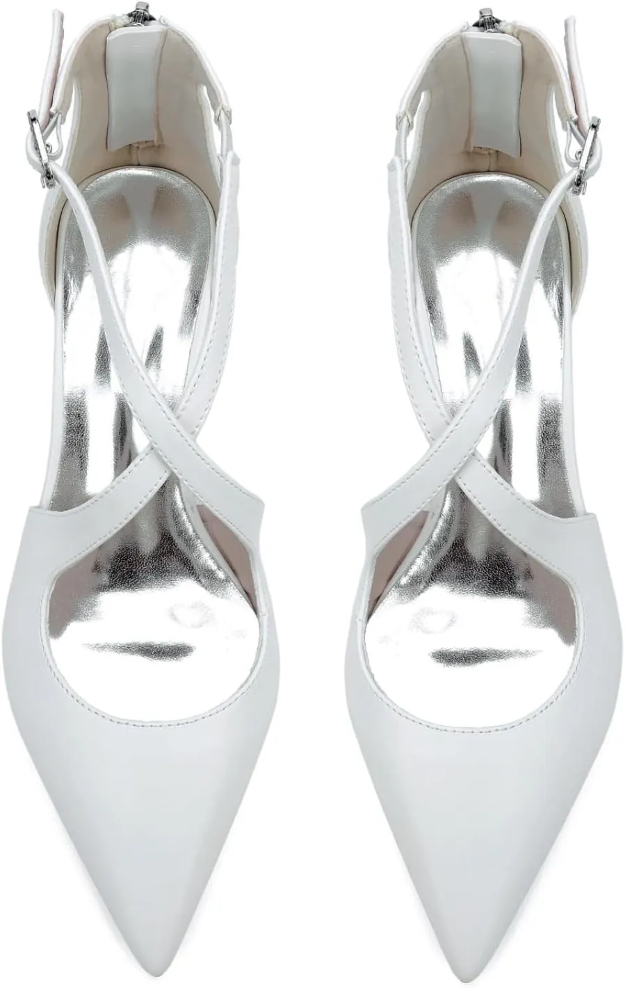 Wedding Bridal Shoes Women's Pointed Toe Low Chunky Heels Bridal Ankle Strap Dress Pump Shoes 4.5Cm