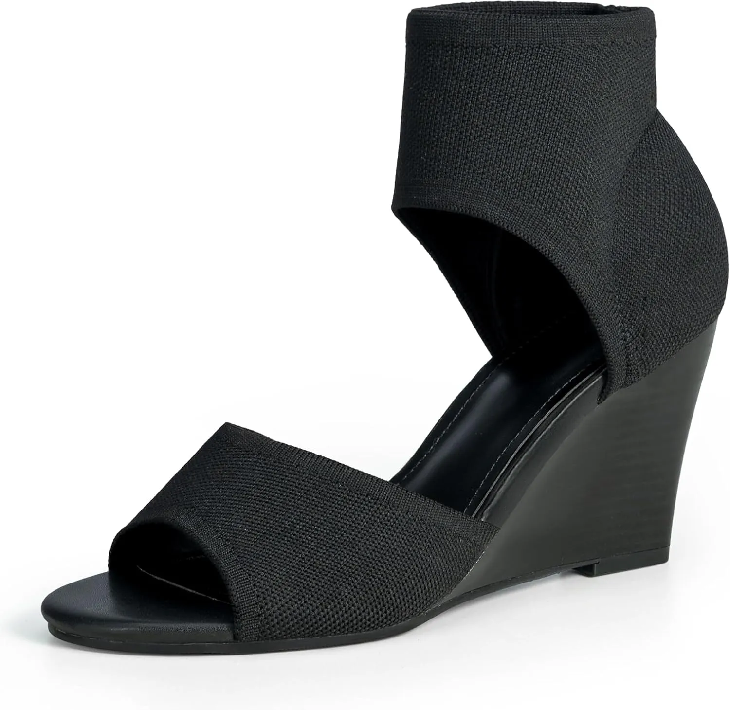 Wedge Sandals for Women Elastic Knit Peep Toe Heels Sandals Comfortable Slip On Wedges Heels Open Toe Summer Ankle Booties Sandals for Women Dressy