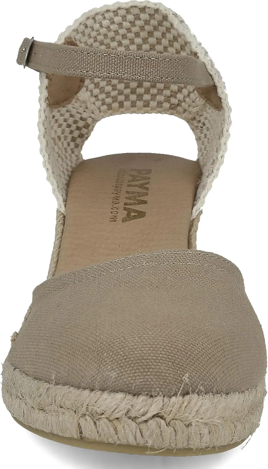 Wedge Sandals for Women. Made in Spain. Classic 5 Strings Height. Jute Espadrille with Buckle. Padded Fabric Insole. Rubber Outsole.