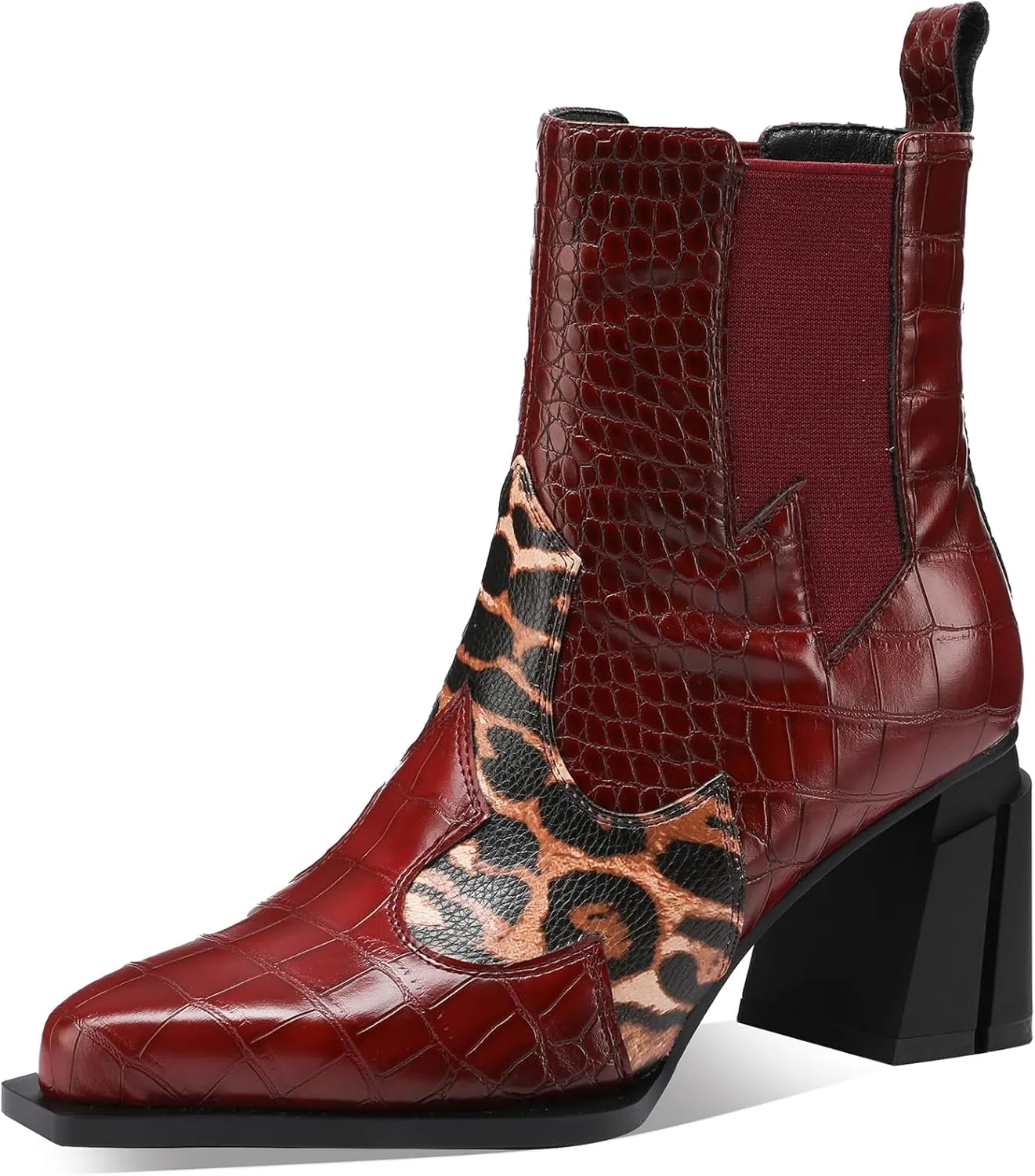 Western Gladiator Boots For Women Winter Ankle Extra Wide Calf Booties Botas Para Mujer Chelsea Leather Chunky Block Dress Combat Warm Lined Cowboy Cowgirl Ladies High Heels