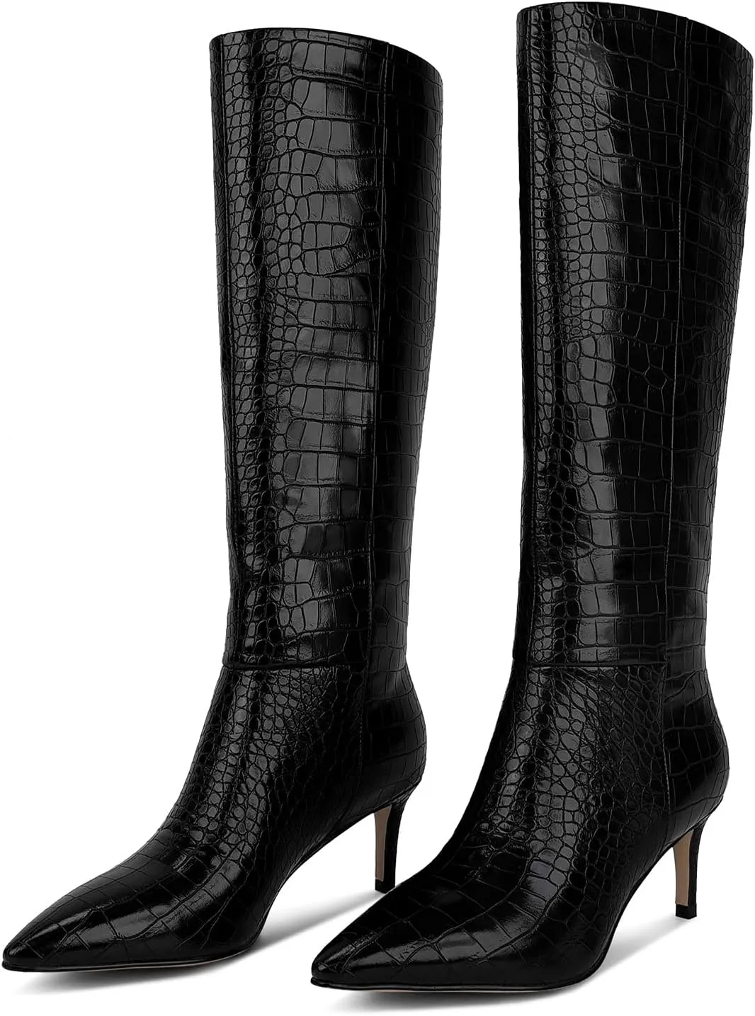 wetkiss Knee High Boots for Women, with Kitten Heel and Pointed Toe Design, Classic and Sexy