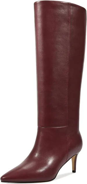 wetkiss Knee High Boots for Women, with Kitten Heel and Pointed Toe Design, Classic and Sexy
