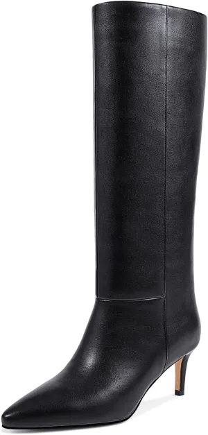 wetkiss Knee High Boots for Women, with Kitten Heel and Pointed Toe Design, Classic and Sexy