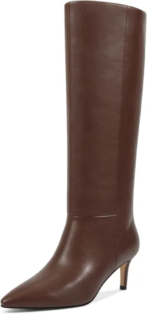 wetkiss Knee High Boots for Women, with Kitten Heel and Pointed Toe Design, Classic and Sexy