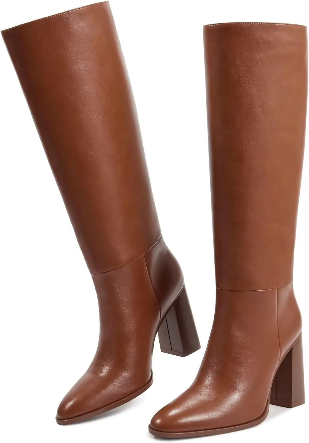 wetkiss Knee High Boots Women with No Zipper Slip On Boots for Work Date Dress Party Club Shoes