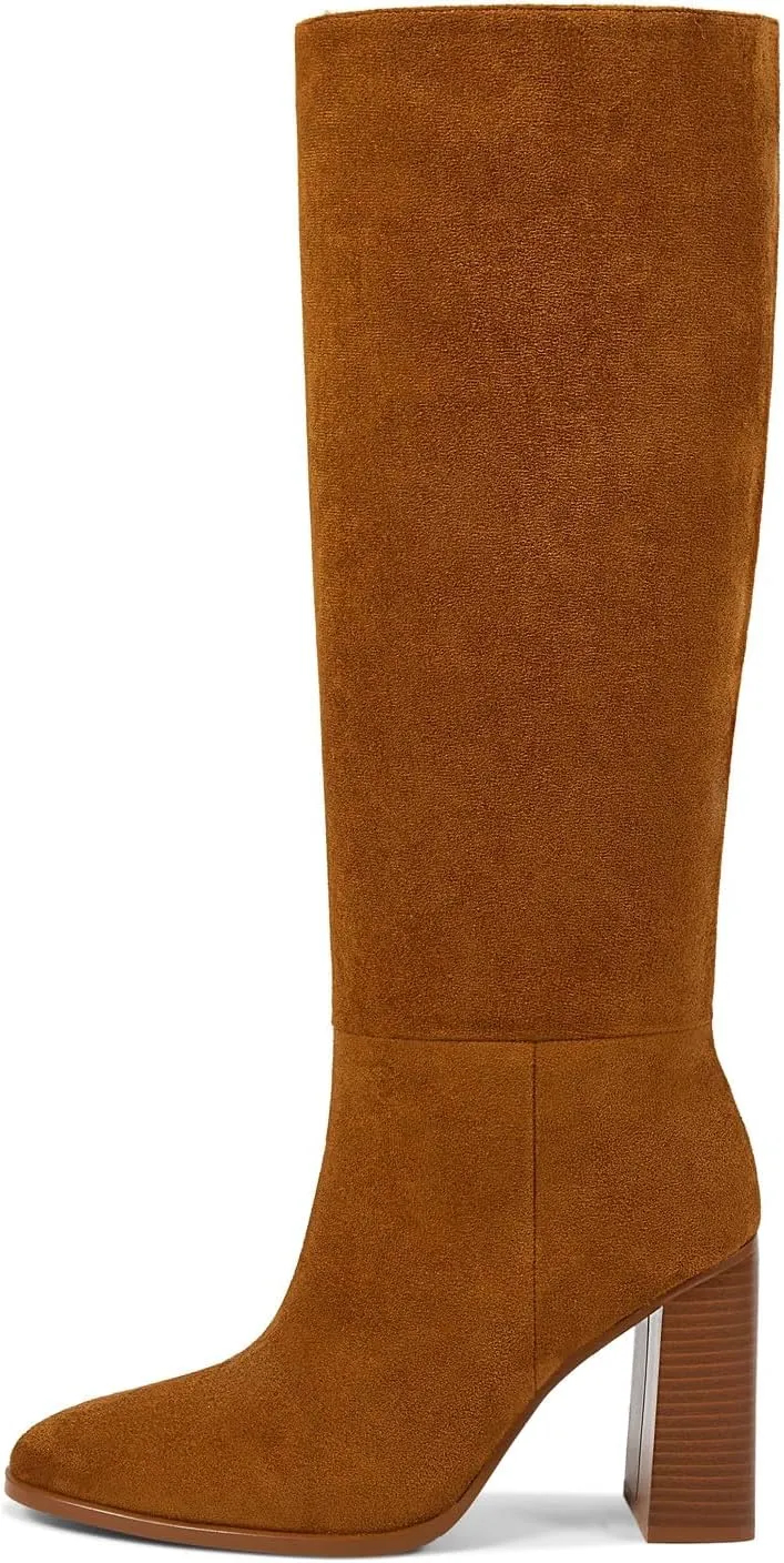 wetkiss Knee High Boots Women with No Zipper Slip On Boots for Work Date Dress Party Club Shoes