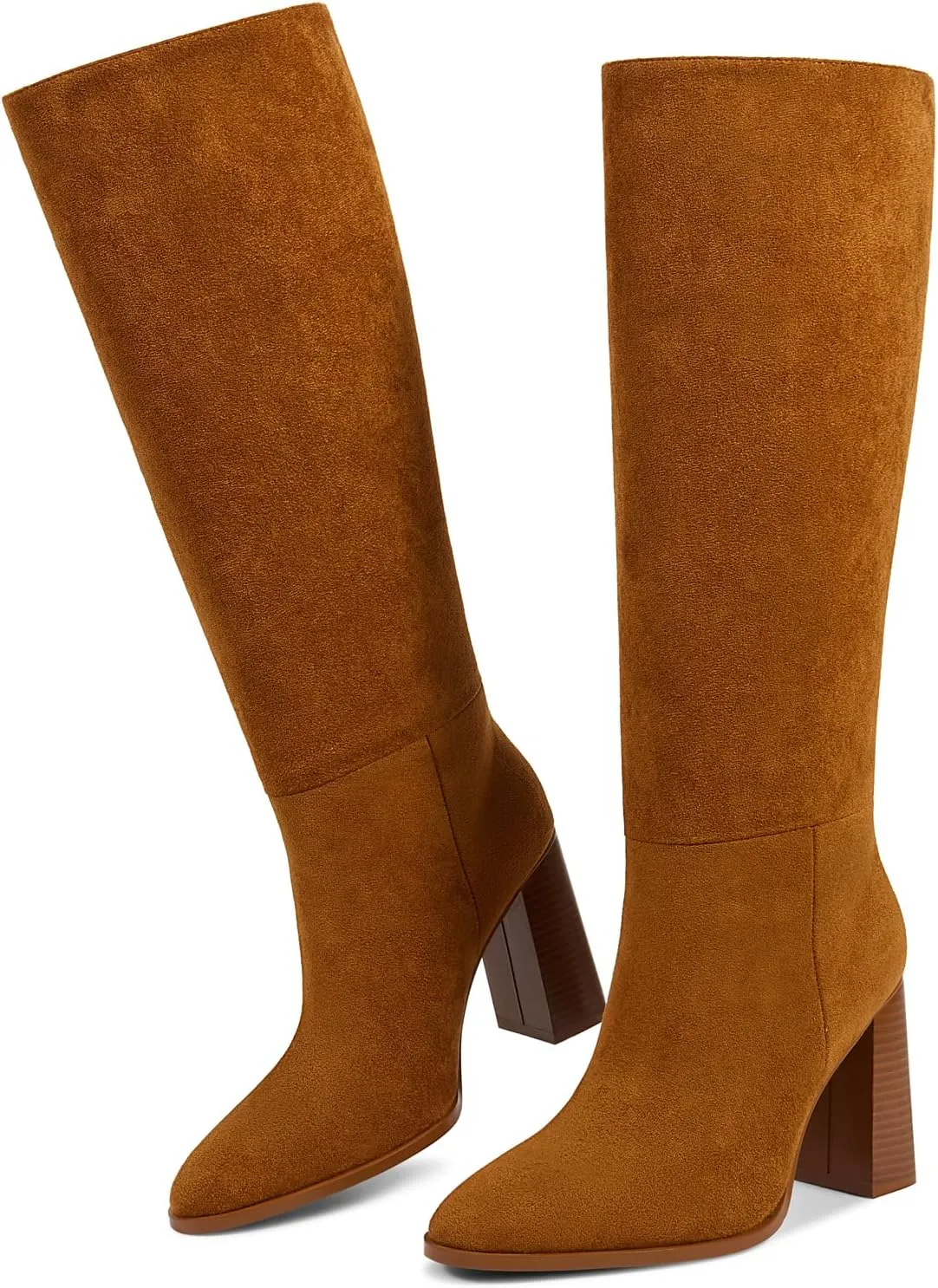 wetkiss Knee High Boots Women with No Zipper Slip On Boots for Work Date Dress Party Club Shoes
