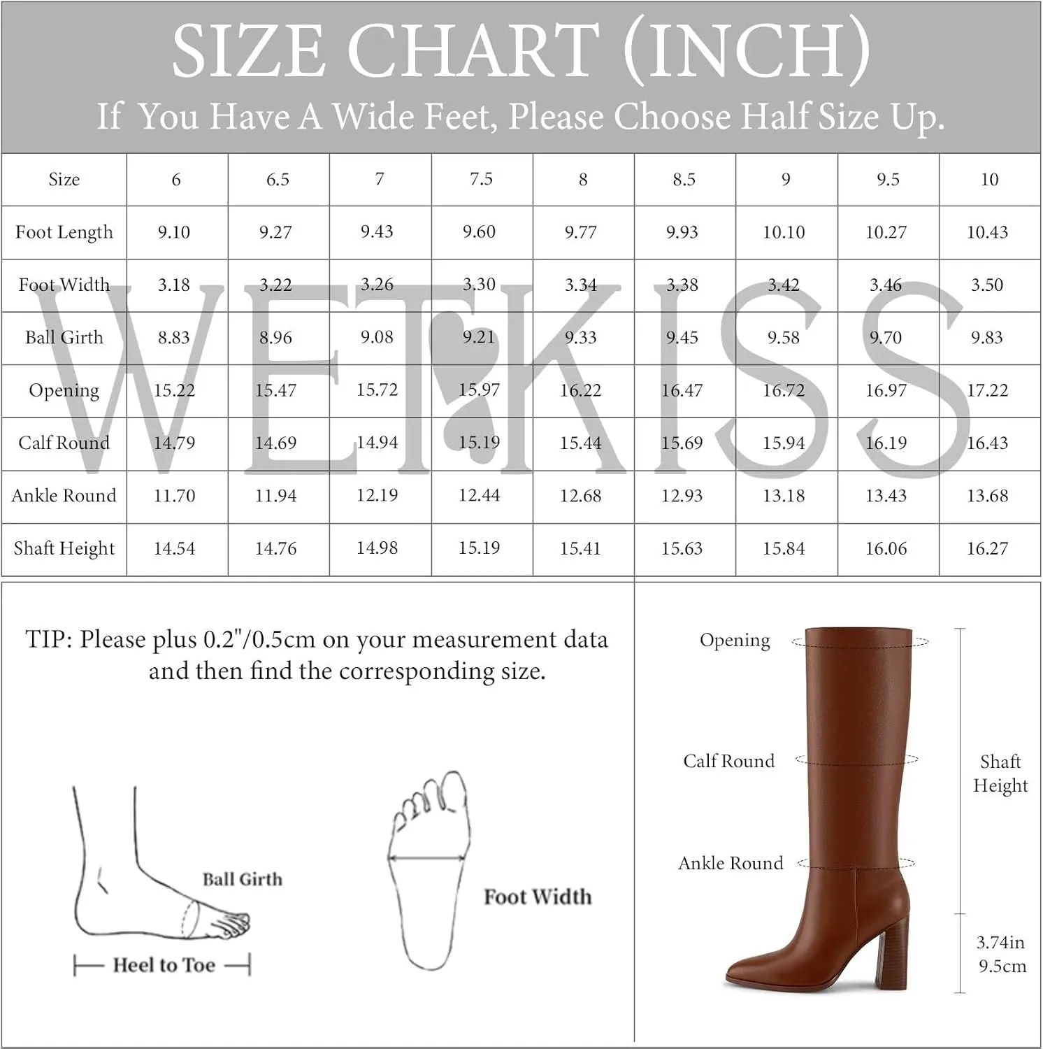 wetkiss Knee High Boots Women with No Zipper Slip On Boots for Work Date Dress Party Club Shoes