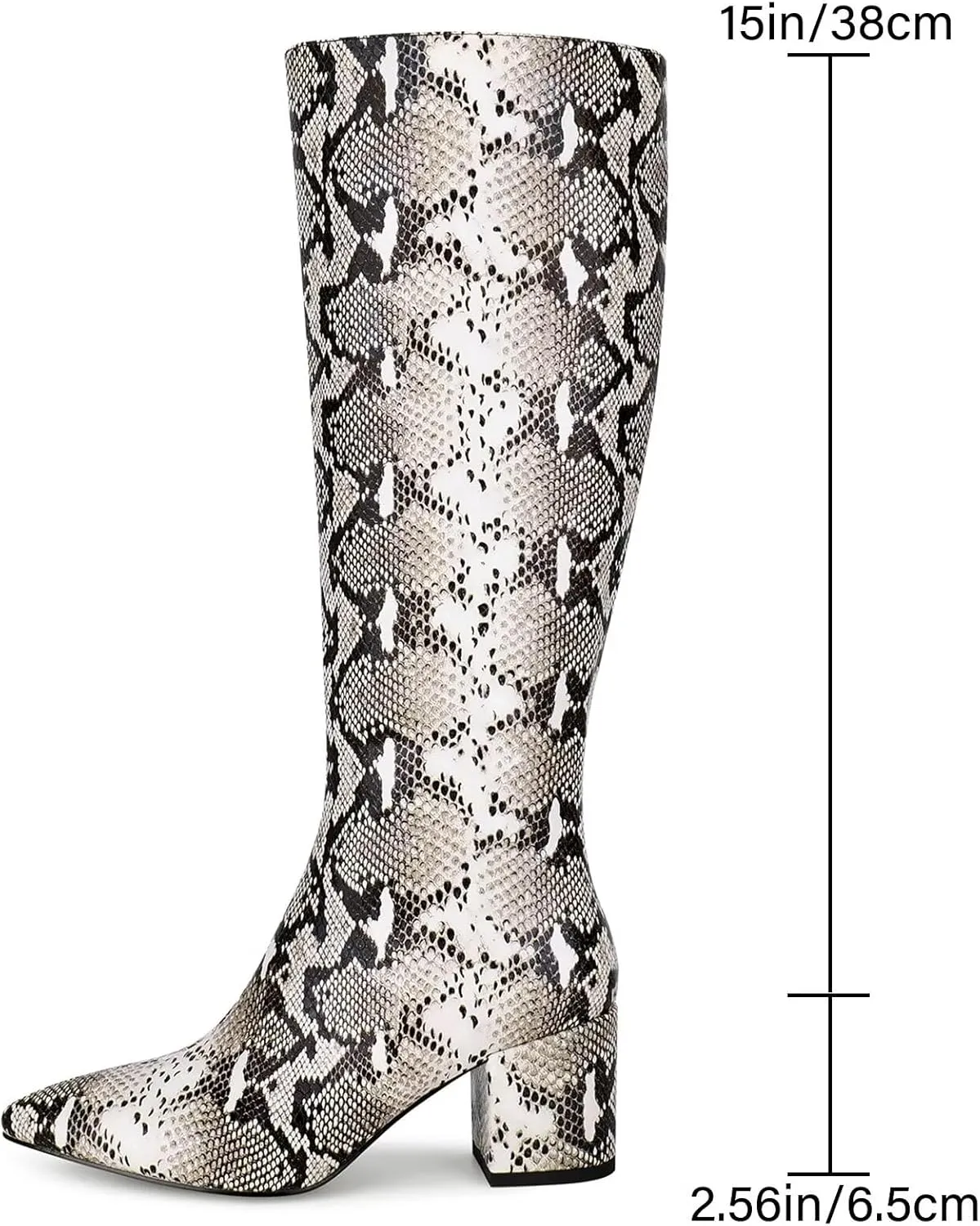 wetkiss Rhinestone/PU Low Chunky Pointed Toe Knee High Boots for Women with Full Bling Sparkly Crystals Booties for Wedding Party Date Dress