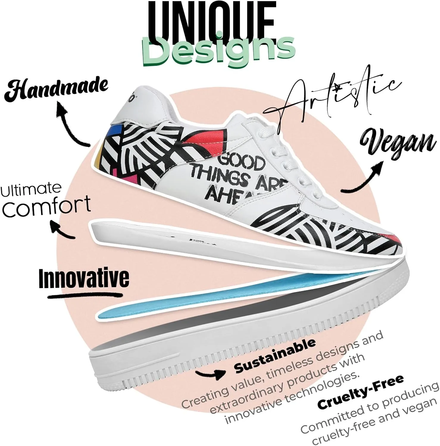 White Sneakers for Women - Handmade Women's Fashion Sneakers, Vegan Leather and Unique Design Dice Sneakers