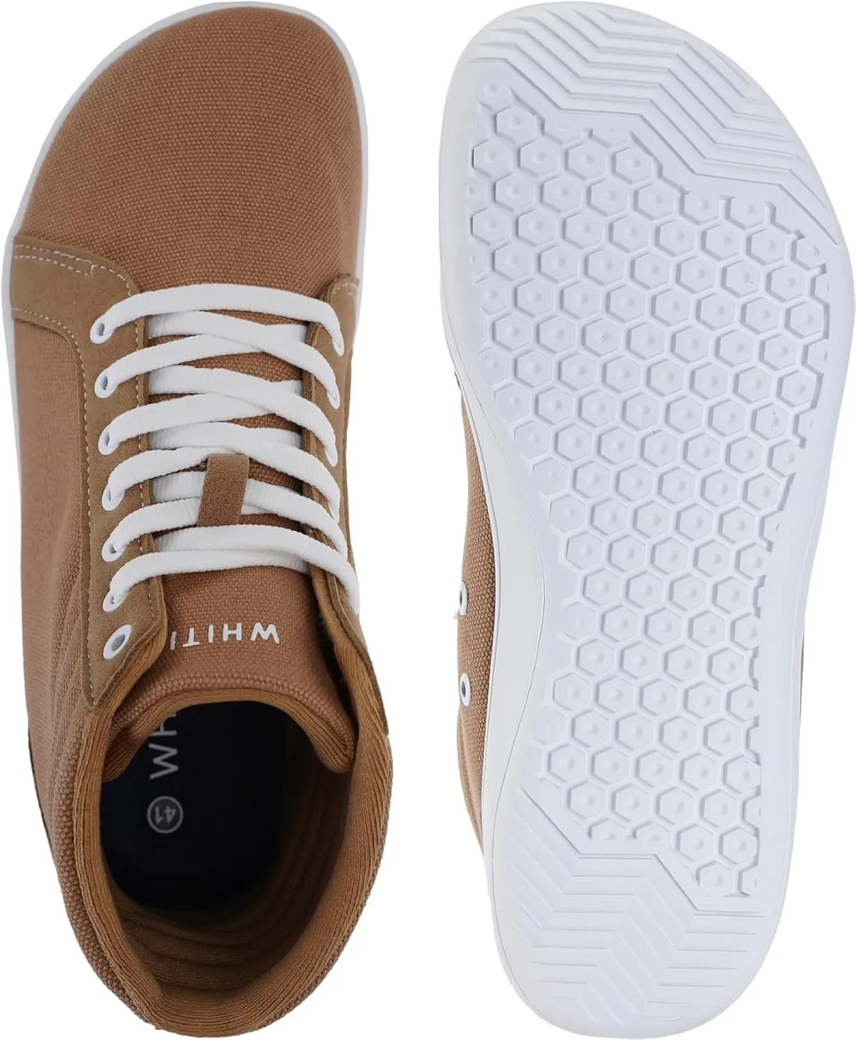 WHITIN Men's Wide Hi-top Minimalist Barefoot Sneakers | Zero Drop Sole | Cushioned Ankle Support