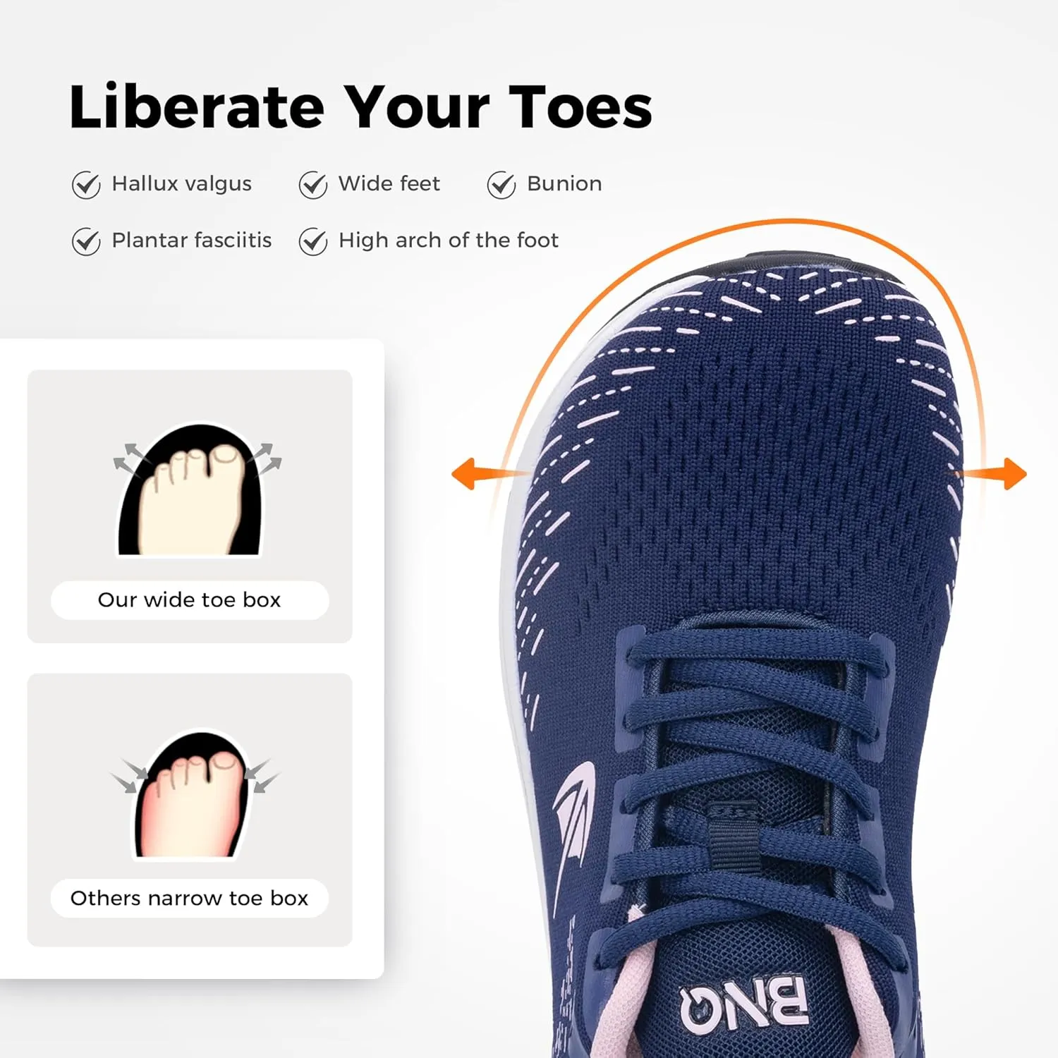 Wide Toe Box Shoes for Women Air Running Plantar Fasciitis Shoe Arch Support Walking Tennis Orthotic Breathable Extra Wide Width Athletic Sneakers US6-11