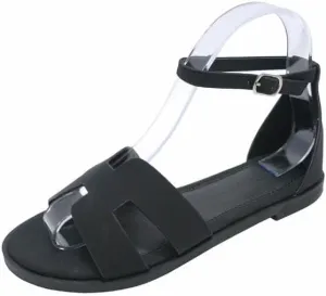Wild Diva Women's Round Toe With Buckle Ankle Strap Sandals