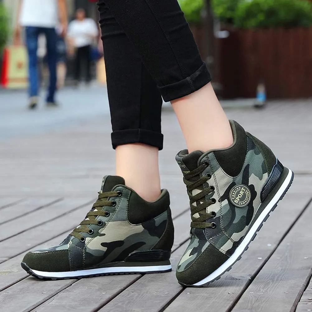 WILTENA Fashion Womens Invisible High-Heeled Sneakers Girls Wedge Platform Walking Casual Ladys Shoes