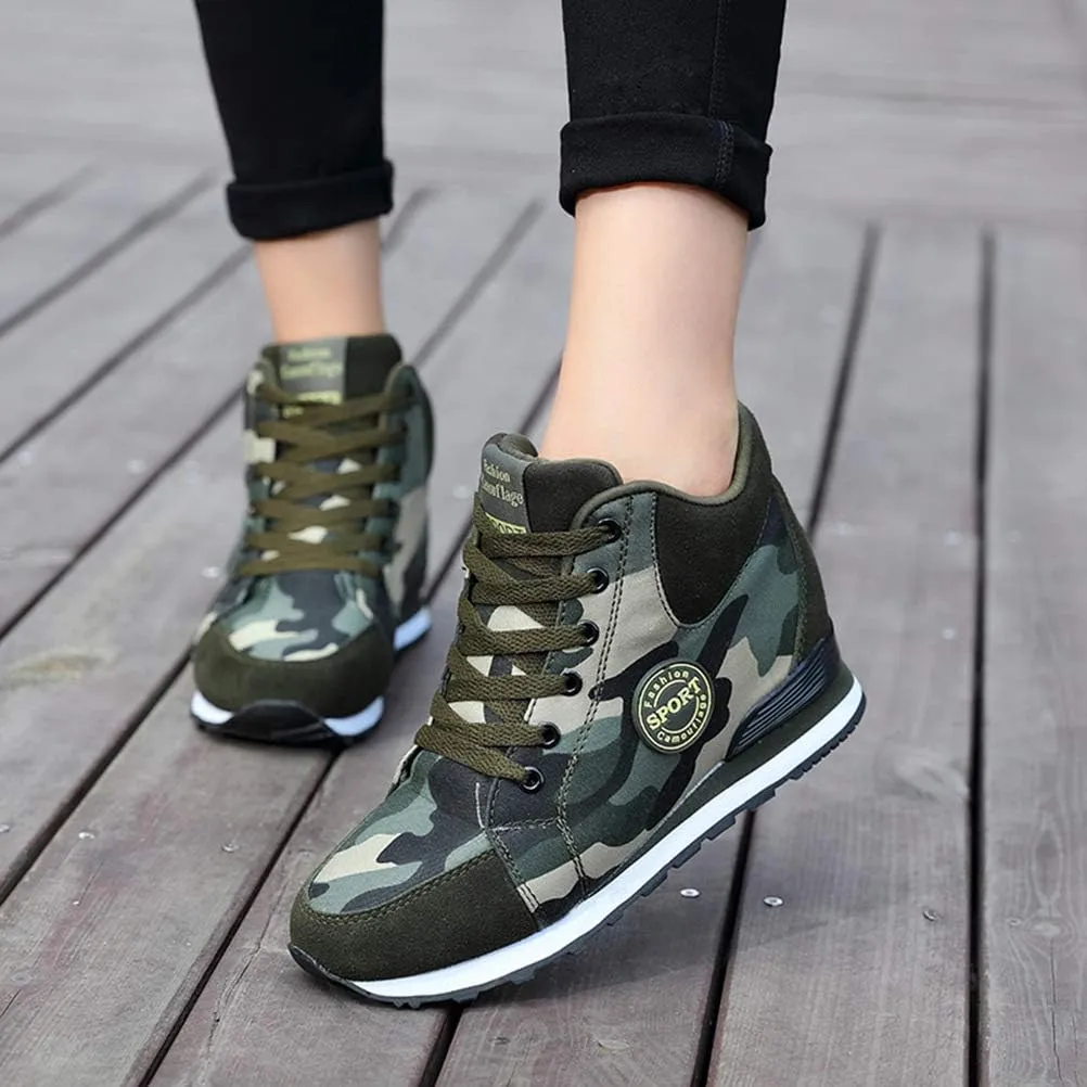 WILTENA Fashion Womens Invisible High-Heeled Sneakers Girls Wedge Platform Walking Casual Ladys Shoes