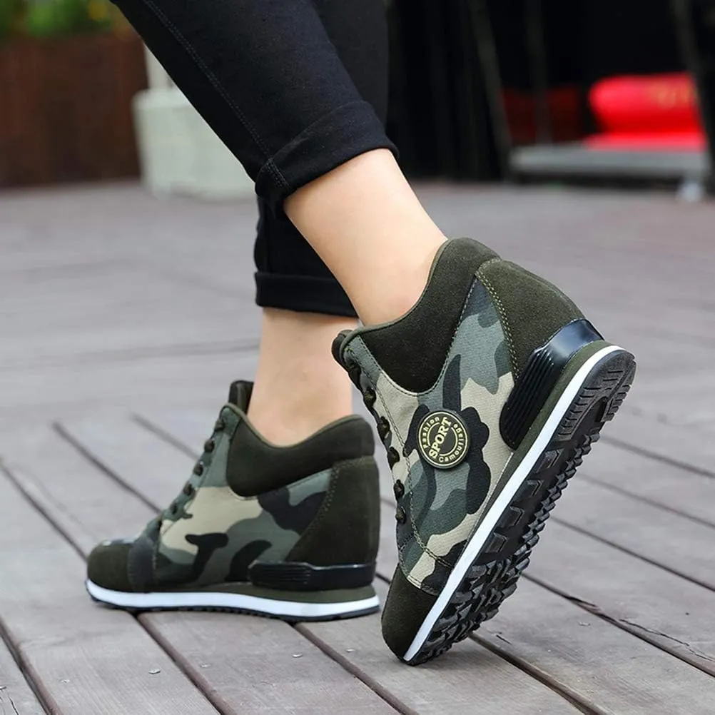 WILTENA Fashion Womens Invisible High-Heeled Sneakers Girls Wedge Platform Walking Casual Ladys Shoes
