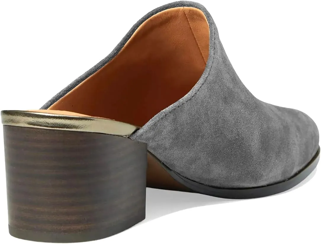 Women Chunky Block Heel Mules Pointed Closed Toe Suede Mule Sandals Slip-On Stacked Heels Booties Backless 2" Heeled Slide Shoes Comfort Fashion Casual Office Homecoming Retro 4-11 M US