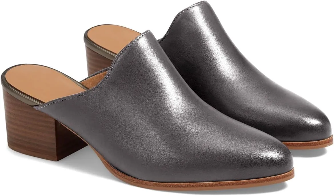 Women Chunky Block Heel Mules Pointed Closed Toe Suede Mule Sandals Slip-On Stacked Heels Booties Backless 2" Heeled Slide Shoes Comfort Fashion Casual Office Homecoming Retro 4-11 M US