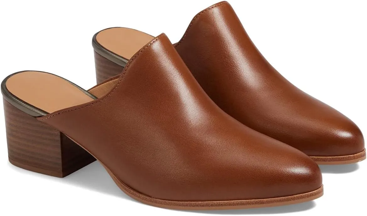 Women Chunky Block Heel Mules Pointed Closed Toe Suede Mule Sandals Slip-On Stacked Heels Booties Backless 2" Heeled Slide Shoes Comfort Fashion Casual Office Homecoming Retro 4-11 M US