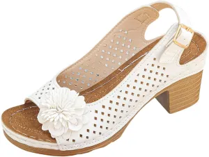 Women Comfy Casual Shoe Open Toe Hollow Flower Wedge Heel Slippers Sandals Flip Flops Women 8 Sandals