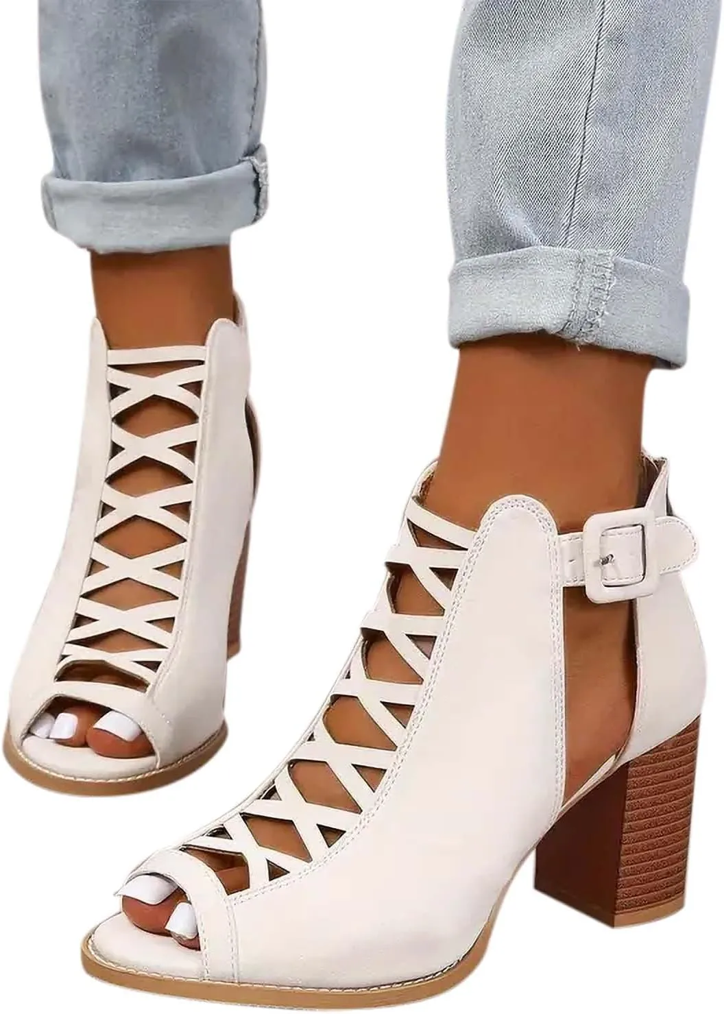 Women Elegant High Heel Sandals Dressy Casual Work Office Sandal Stacked Heels Retro Open Toe Shoes 2025 New