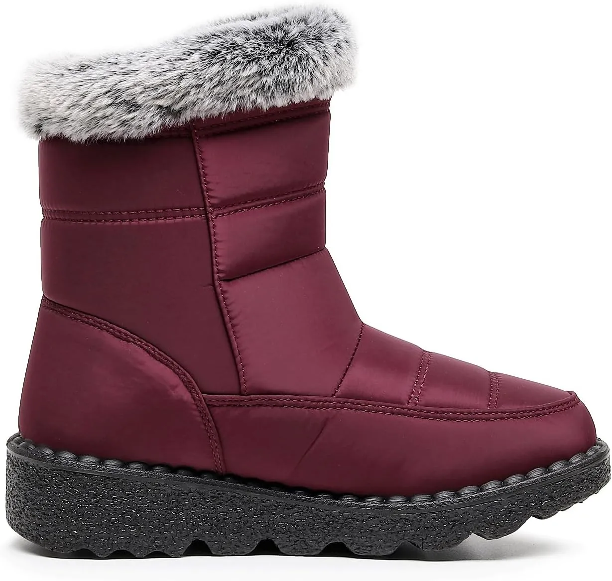 Women Men Lightweight Snow Boots Winter Anti-Slip Ankle Booties Waterproof Slip On Warm Fur Lined Sneaker