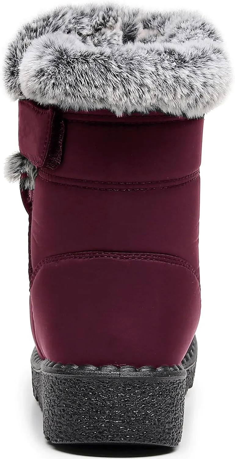 Women Men Lightweight Snow Boots Winter Anti-Slip Ankle Booties Waterproof Slip On Warm Fur Lined Sneaker