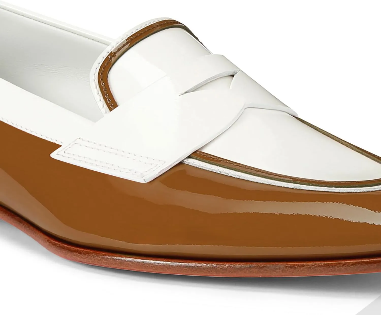Women Patent Slip On Loafer Flats Two Tone Round Toe Flat Heel Penny Loafers Casual 1 inch Low Heel Loafer Dress Shoes Oxford Comfort Chic Colorblock Office Ladies Basic 4-11 M US
