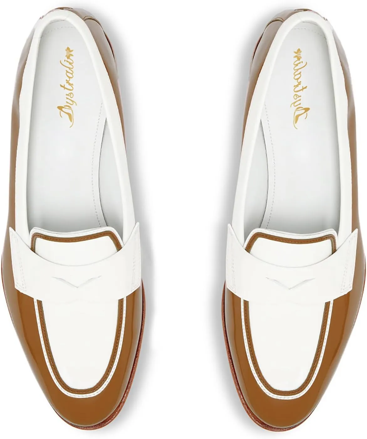 Women Patent Slip On Loafer Flats Two Tone Round Toe Flat Heel Penny Loafers Casual 1 inch Low Heel Loafer Dress Shoes Oxford Comfort Chic Colorblock Office Ladies Basic 4-11 M US
