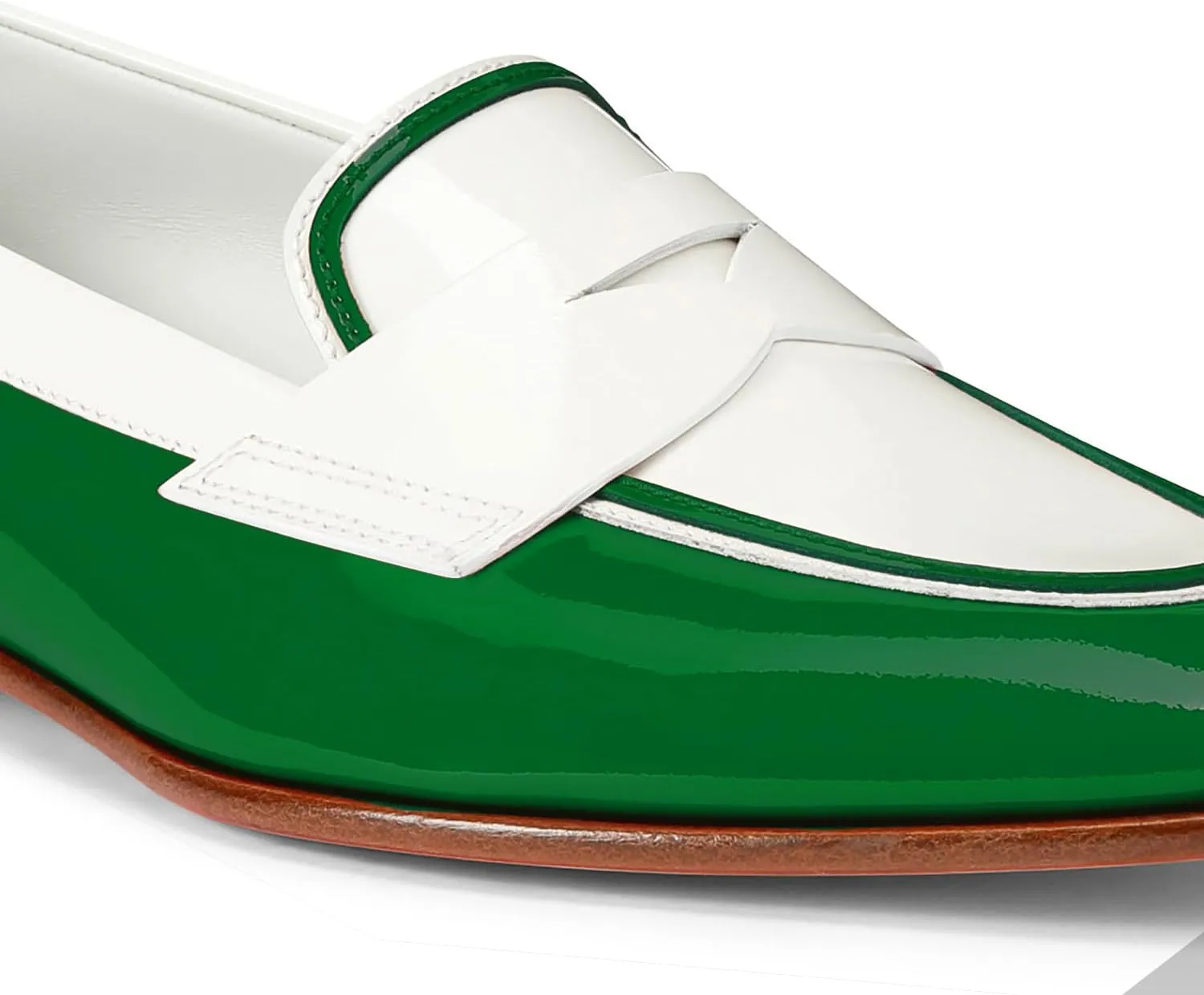 Women Patent Slip On Loafer Flats Two Tone Round Toe Flat Heel Penny Loafers Casual 1 inch Low Heel Loafer Dress Shoes Oxford Comfort Chic Colorblock Office Ladies Basic 4-11 M US