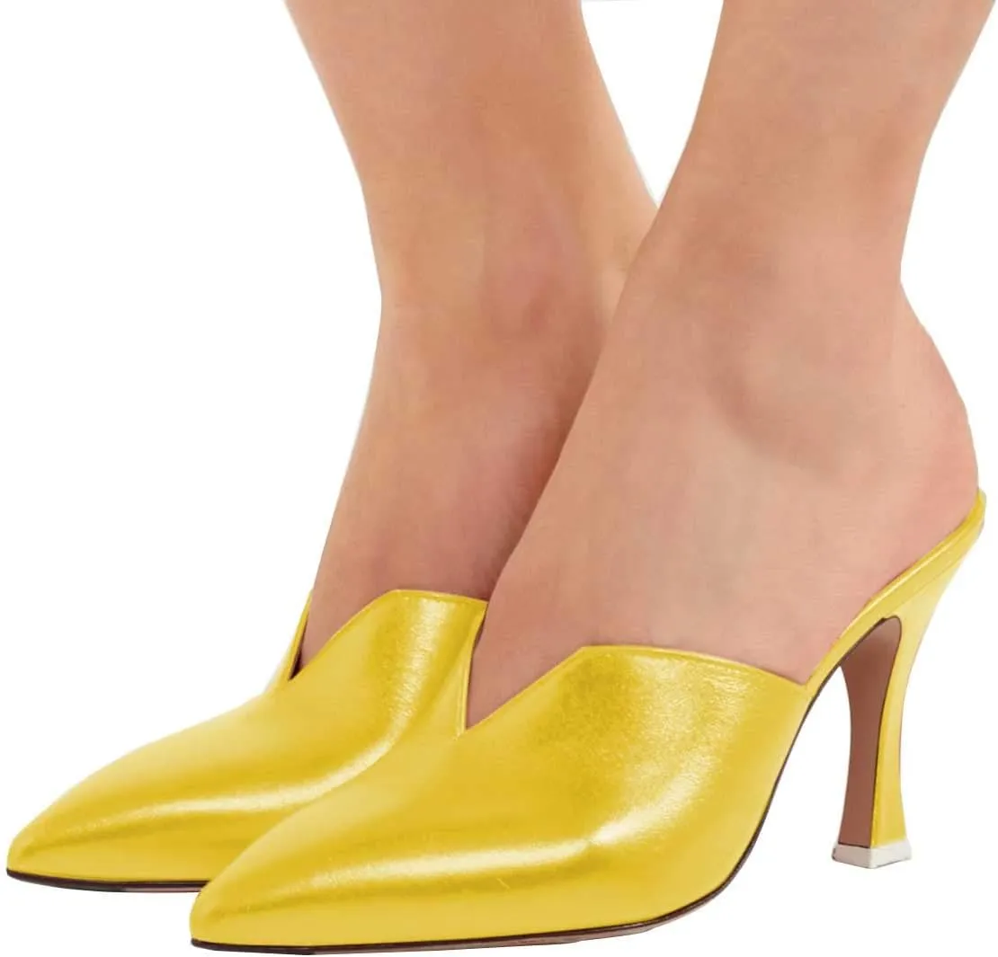 Women Pointed Toe Spool High Heel Mules Pumps Backless Slide Sandals Party Dress Shoes Size 4-15 US
