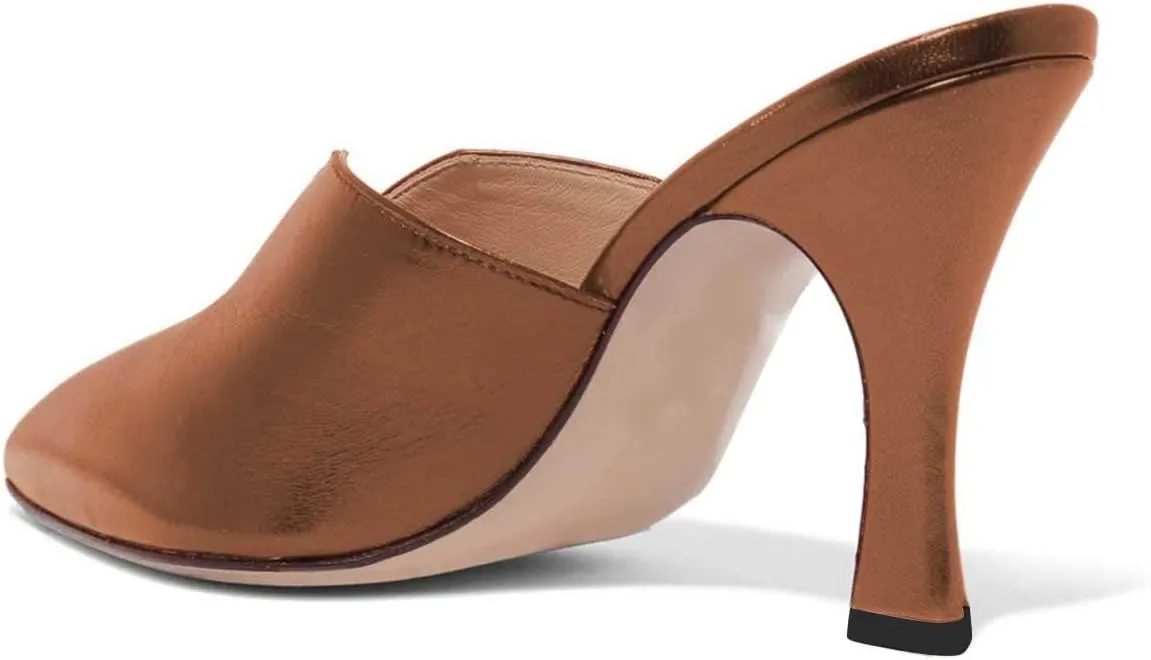 Women Pointed Toe Spool High Heel Mules Pumps Backless Slide Sandals Party Dress Shoes Size 4-15 US