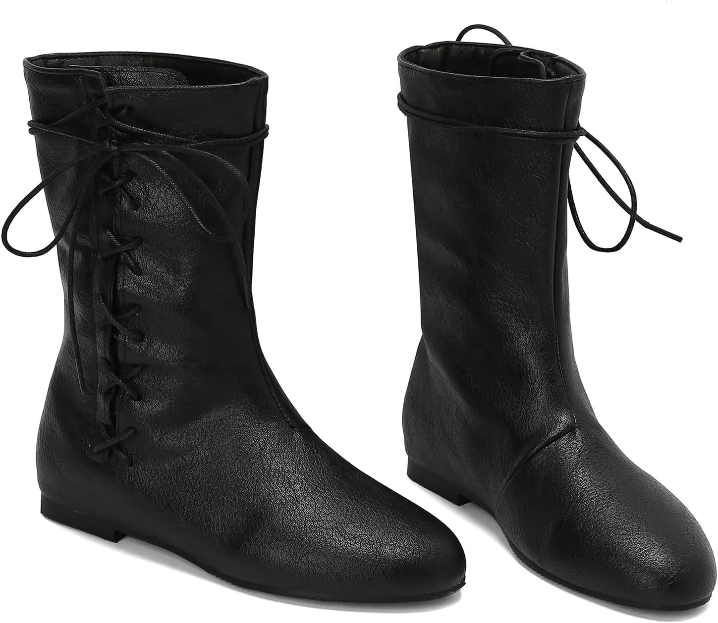 Women Retro Moccasin Mid Boots Flats Lace Up Ancient Roman Gladiator Boots