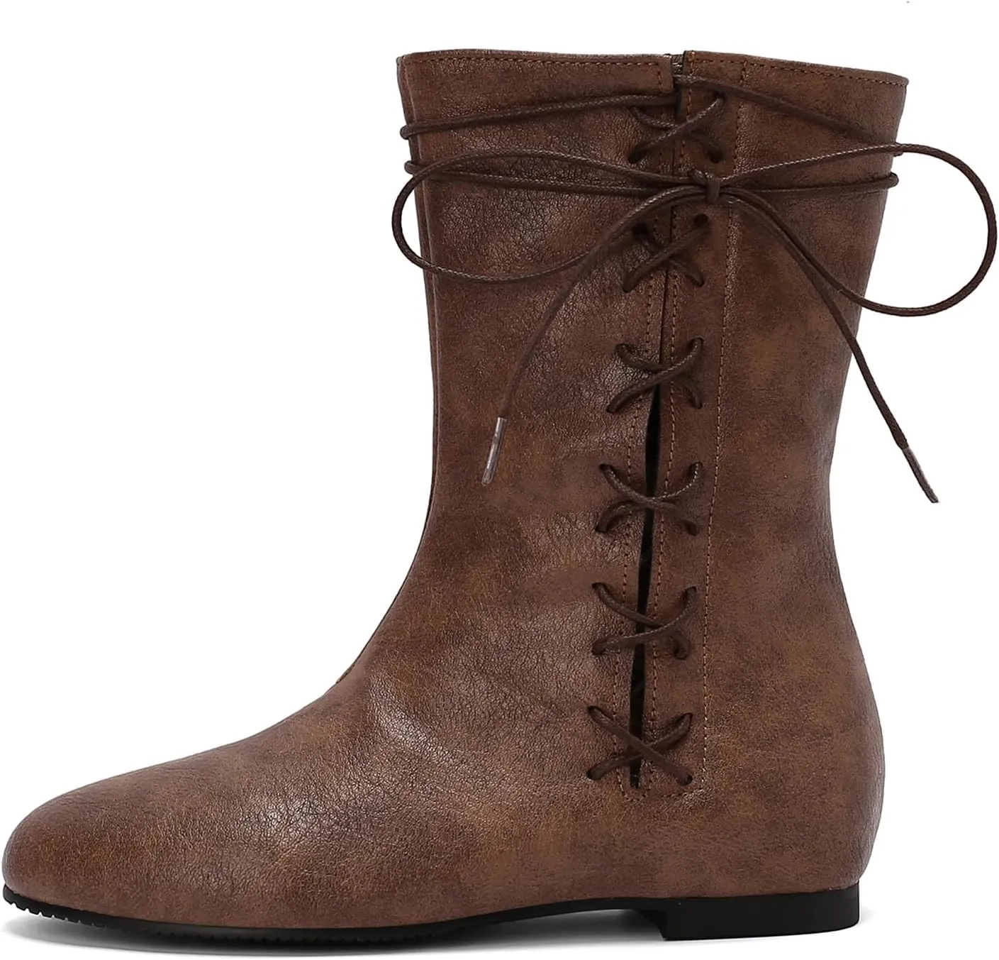 Women Retro Moccasin Mid Boots Flats Lace Up Ancient Roman Gladiator Boots