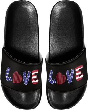 Women Sandals Slides Non-Slip Slippers Casual Black Sole Summer Shoes for College Dorm Gym Beach