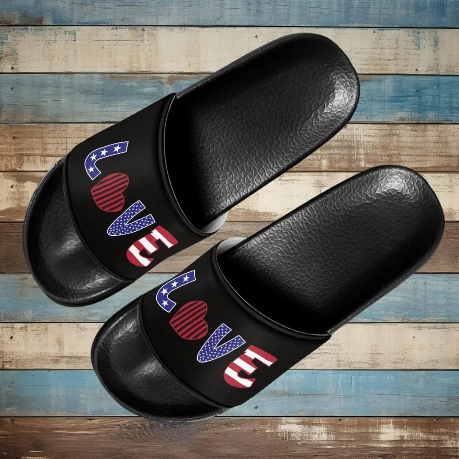 Women Sandals Slides Non-Slip Slippers Casual Black Sole Summer Shoes for College Dorm Gym Beach