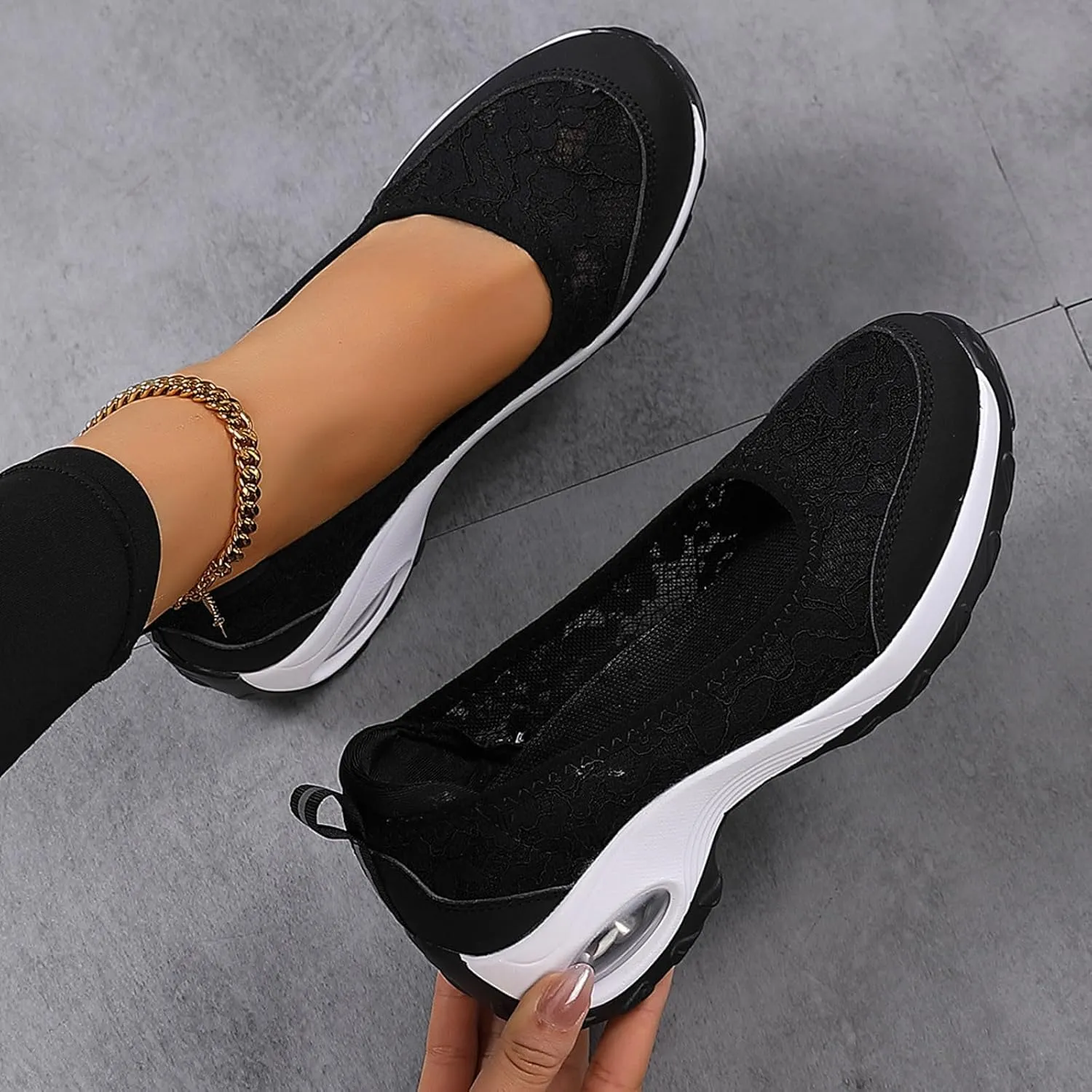 Women Sneakers Fashionable New Pattern Solid Color Lace Decoration Cute Thick Sole Flat Bottom Teal Shoes Women