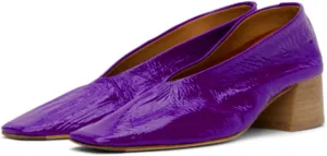 Women Square Toe Slip On Pumps Chunky Stacked Heel Dress Shoes Patent 2 inch Mid Block Heel Pump Shoes Closed Toe Fashion Chic Party Walking Drive Loafers Pumps Comfy Retro 4-11 M US