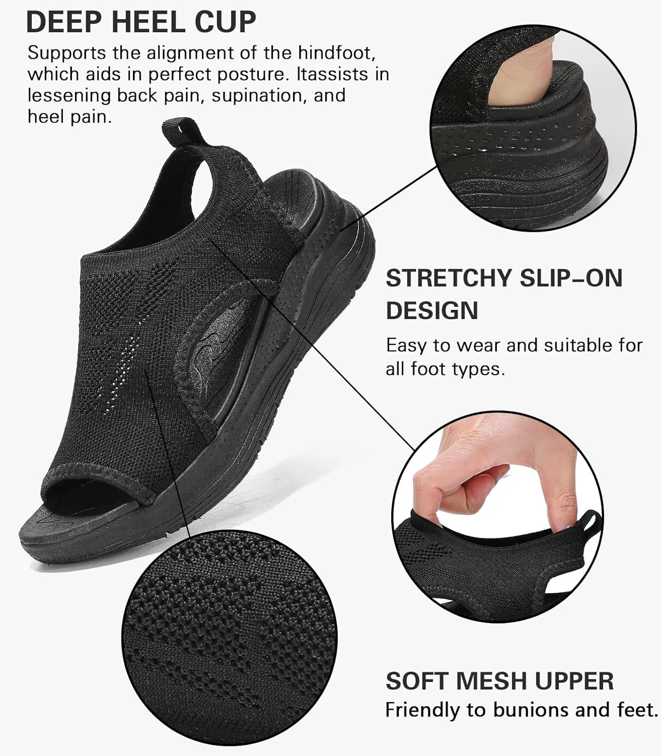 Women Walking Sandals Arch Support Orthotic Comfortable Plantar Fasciitis Non-slip Casual Open Toe Sport Sandals for Athletic Summer Beach