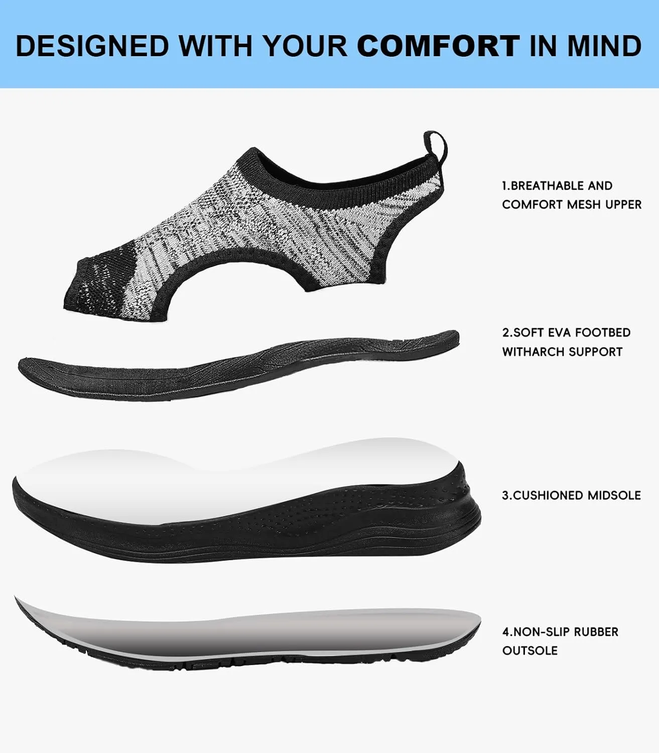 Women Walking Sandals Arch Support Orthotic Comfortable Plantar Fasciitis Non-slip Casual Open Toe Sport Sandals for Athletic Summer Beach