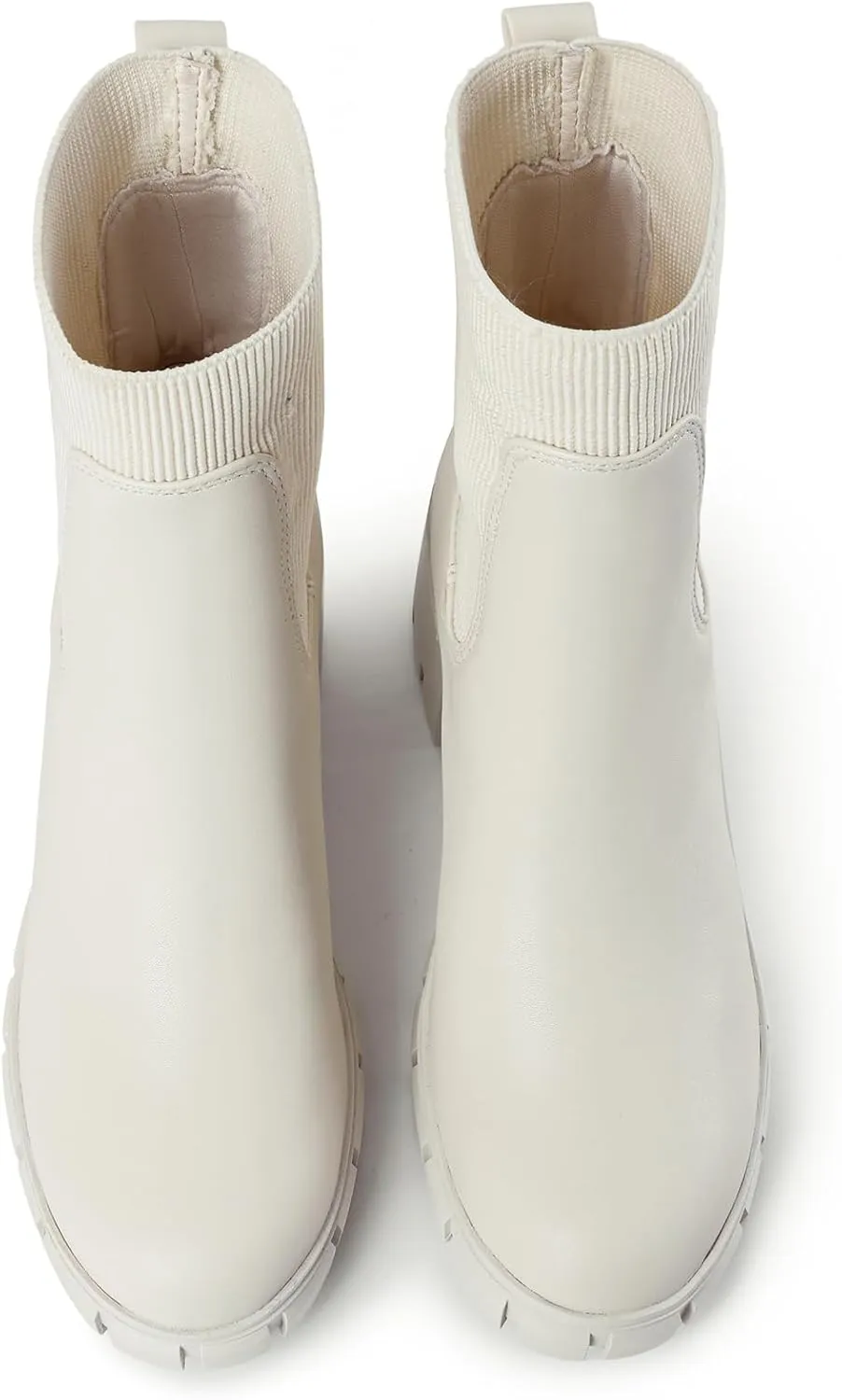 Womens Ankle Boots Lug Sole Comfortable Slip On Chelsea Booties Elastic Gore