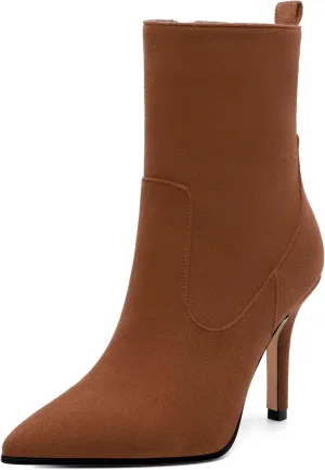 Womens Ankle Boots, Pointed Toe High Heel Ankle Booties for Women, Womens Stilettos Short Boots Zipper 3.6",Women Shoes for Workpalce, Street and Banquet.