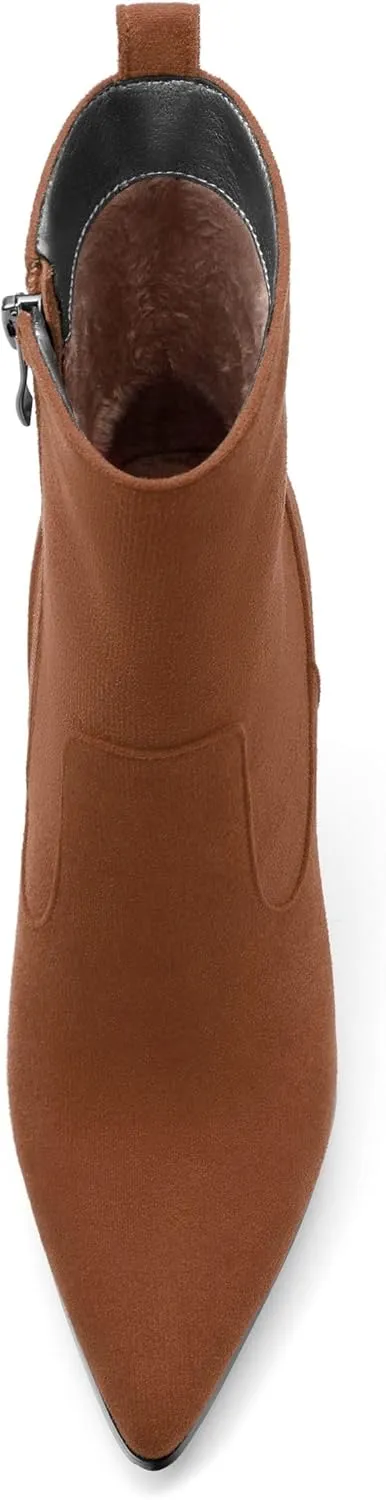 Womens Ankle Boots, Pointed Toe High Heel Ankle Booties for Women, Womens Stilettos Short Boots Zipper 3.6",Women Shoes for Workpalce, Street and Banquet.