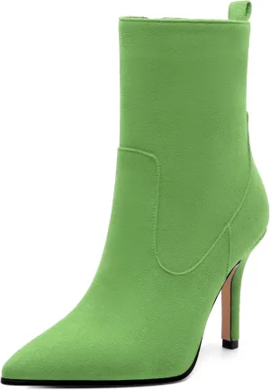 Womens Ankle Boots, Pointed Toe High Heel Ankle Booties for Women, Womens Stilettos Short Boots Zipper 3.6",Women Shoes for Workpalce, Street and Banquet.